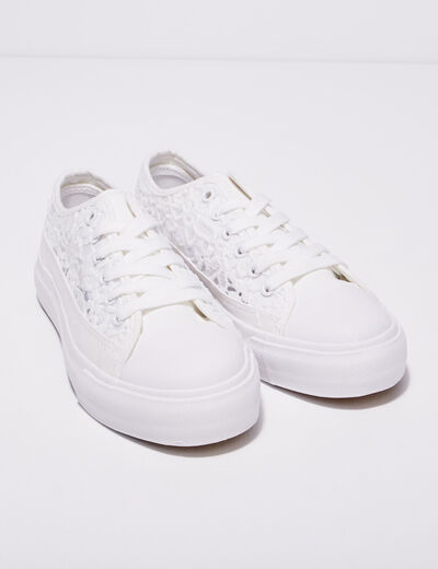 Tennis plates en dentelle blanc femme