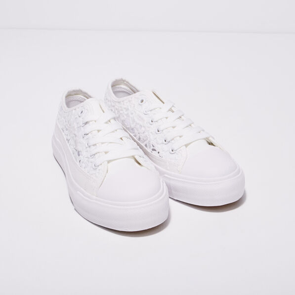 Tennis plates en dentelle blanc femme