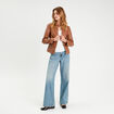 Veste droite zippée beige femme