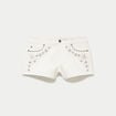 Short en jean avec broderie ecru femme
