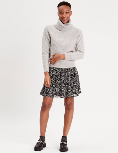Pull avec col roulé gris clair femme