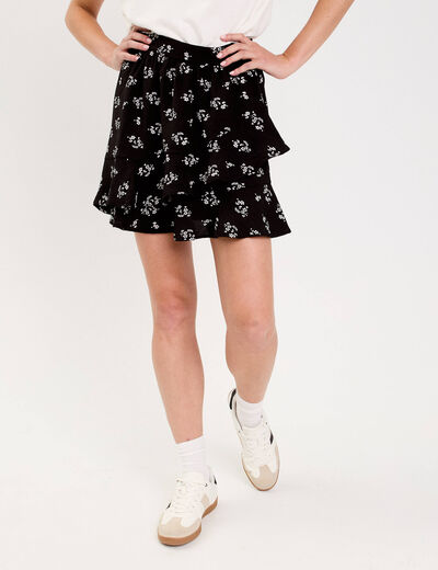 jupe courte évasée doublure recyclée noir femme