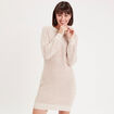 Robe pull droite col rond ivoire femme