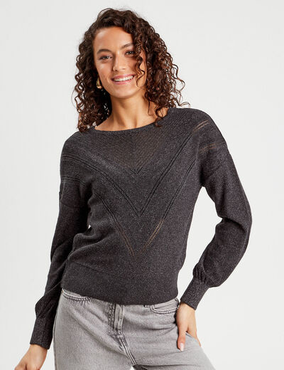 Pull réversible gris foncé femme