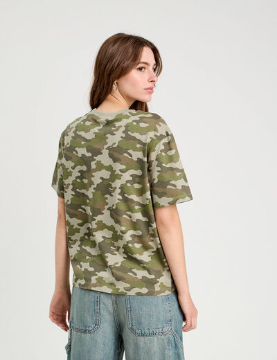T-shirt manches courtes vert kaki femme
