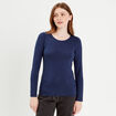 T-shirt uni à manches longues bleu foncé femme
