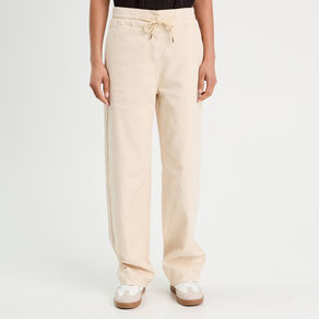 Pantalon large élastiqué ecru femme