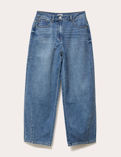 Jeans baggy taille haute denim double stone femme