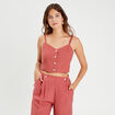 Caraco cropped boutonné vieux rose femme