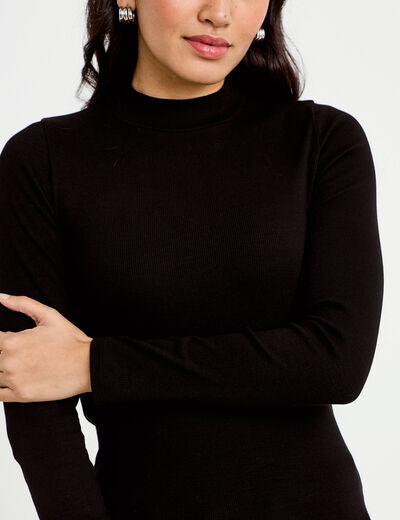 T-shirt ajust&eacute; manches longues noir femme