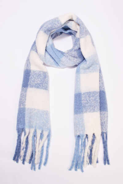 Écharpe avec franges bleu pastel femme