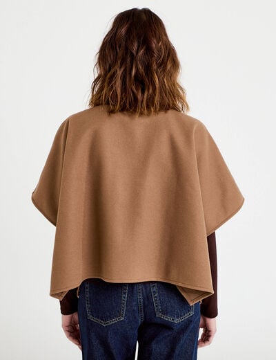 Poncho col am&eacute;ricain beige femme