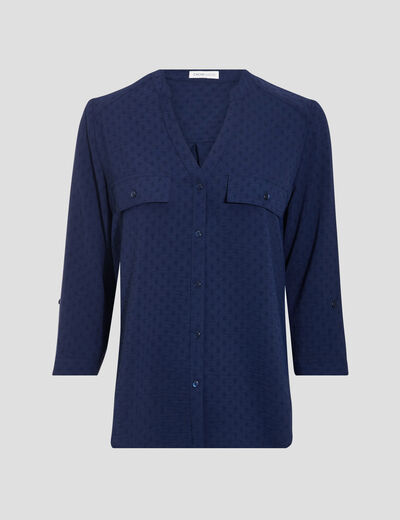 Chemise manches 3/4 bleu marine femme