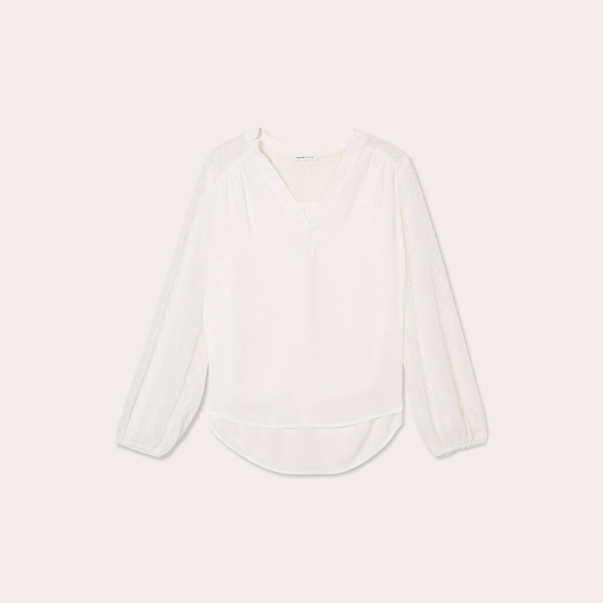 Blouse manches plumetis ecru femme