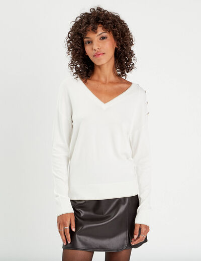 Pull manches longues ecru femme