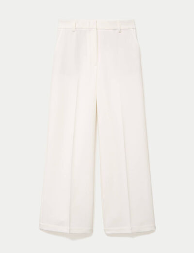 Pantalon bootcut taille standard ecru femme