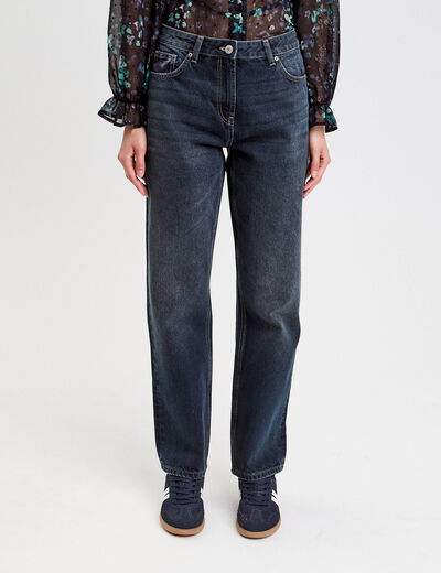 Jeans droit 5 poches denim blue black femme