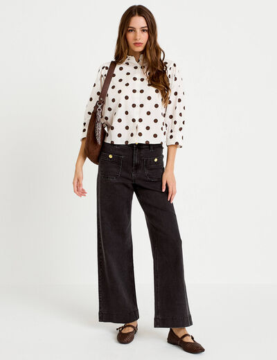 Chemise droite manches longues blanc femme