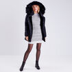 Parka droite avec capuche noir femme