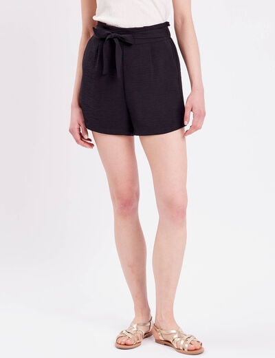Short droit taille haute noir femme