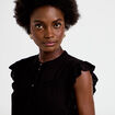 Top ample sans manches col carr&eacute; noir femme