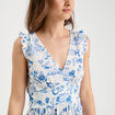 Robe longue évasée bleu roi femme