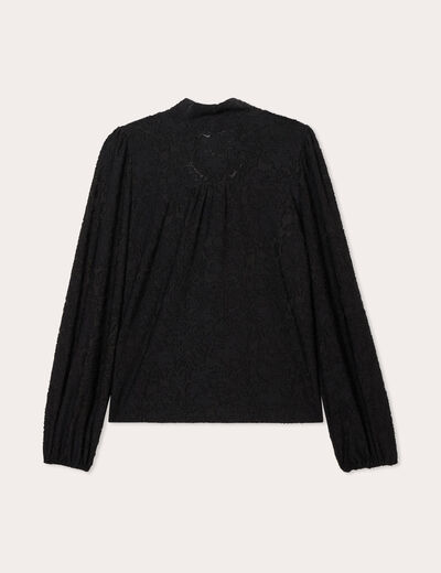 Blouse col lavalli&egrave;re noir femme