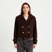 Trench court boutonn&eacute; marron fonc&eacute; femme