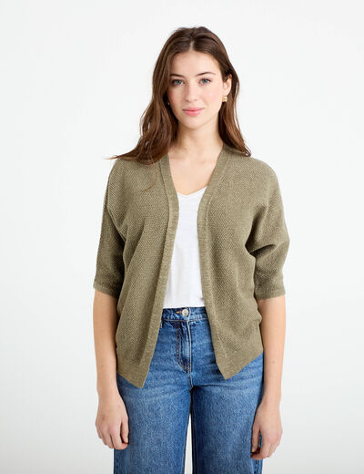 Gilet manches 3/4 vert kaki femme