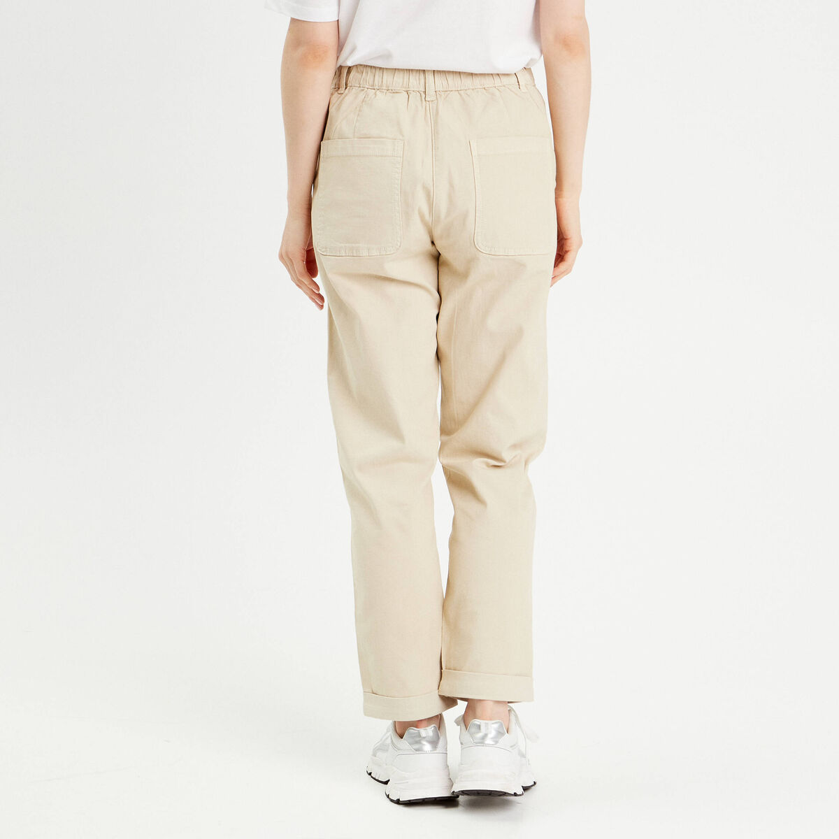 Pantalon chino slim sable femme