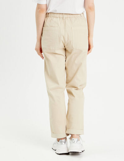 Pantalon chino slim sable femme