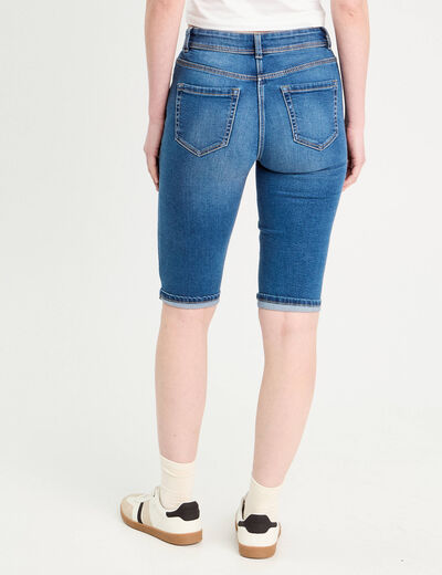 Bermuda skinny en jean denim stone femme