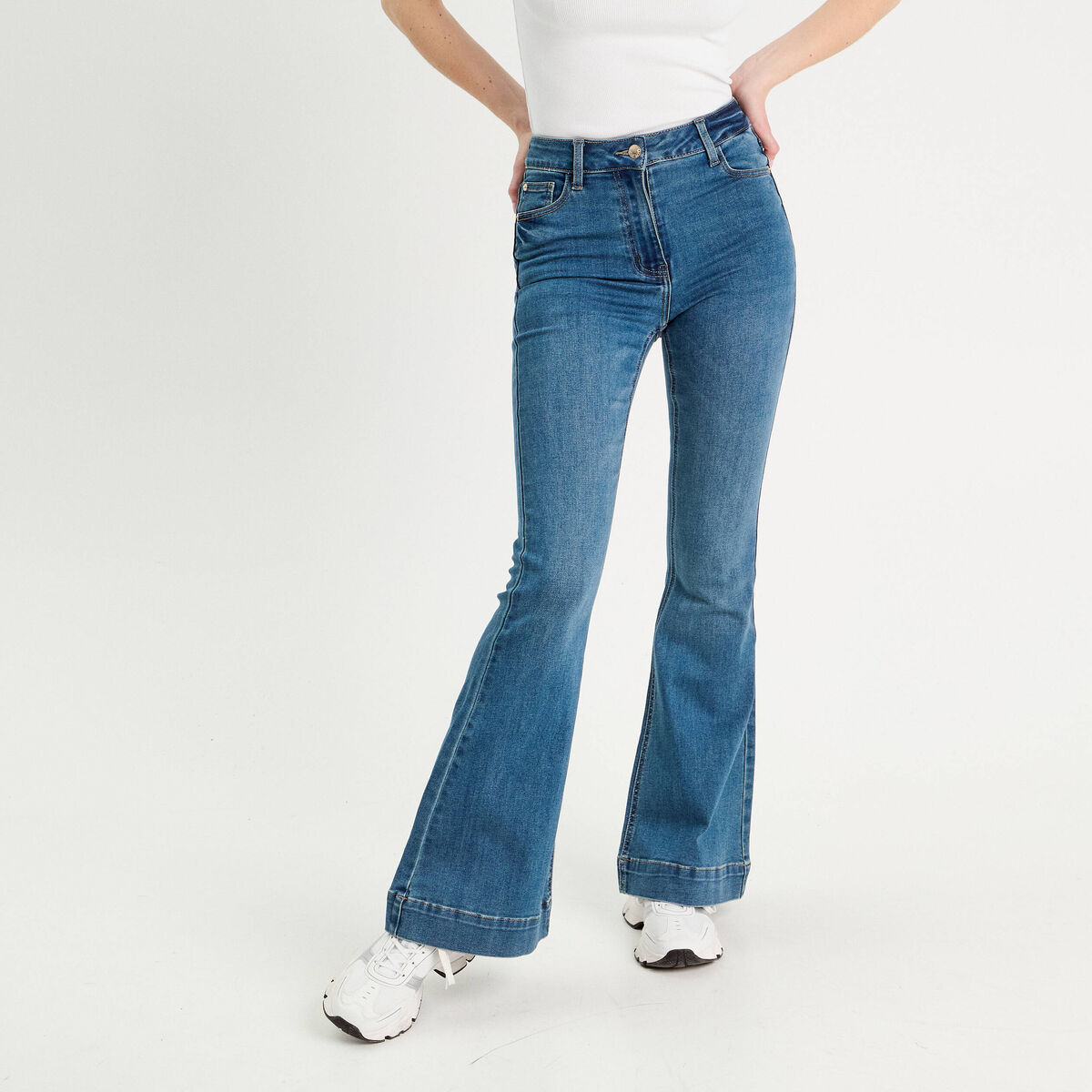 Jeans flare denim stone femme