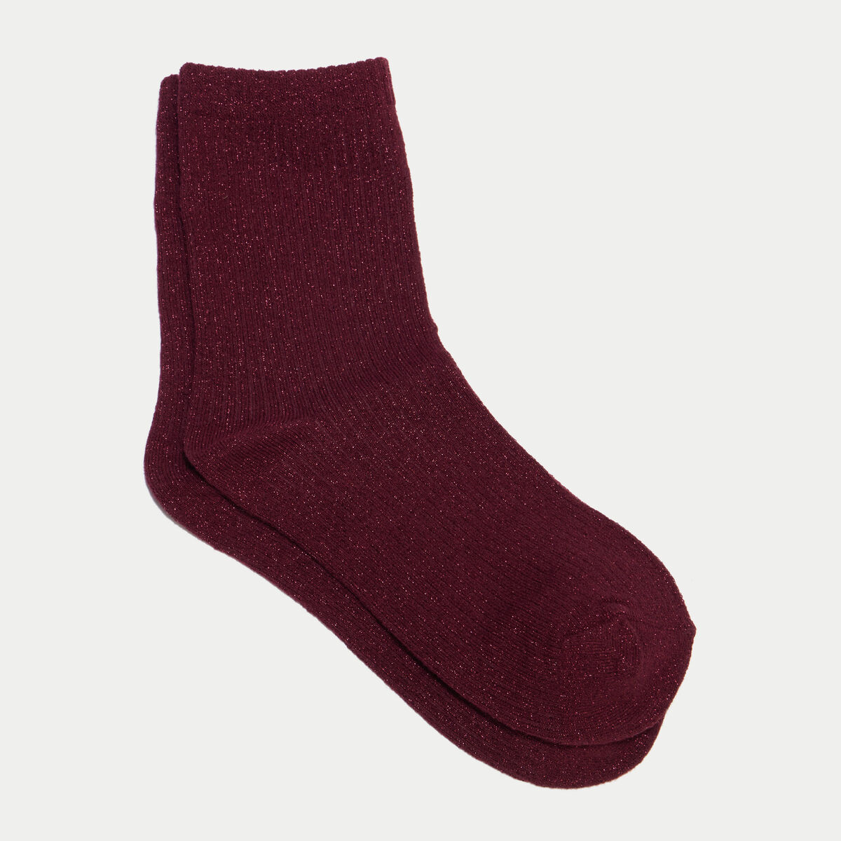 Chaussettes fils m&eacute;tallis&eacute;s bordeaux femme