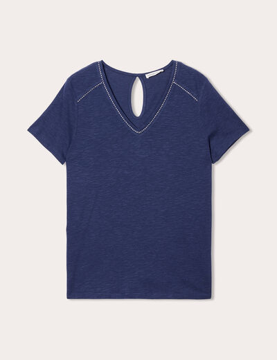 T-shirt manches courtes bleu foncé femme