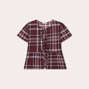 Blouse avec noeuds bordeaux femme
