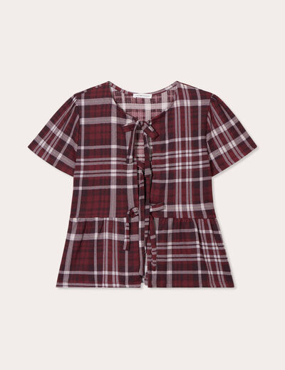 Blouse avec noeuds bordeaux femme