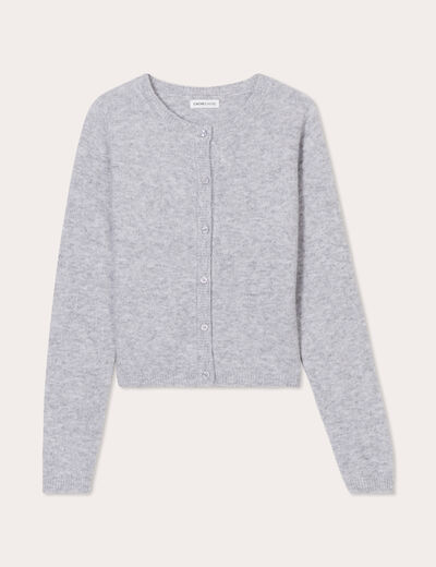 Gilet boutonn&eacute; manches longues gris fonc&eacute; femme