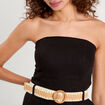 Combinaison pantalon bretelles avec lin noir femme