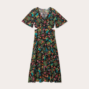 Robe longue évasée ouvertures noir femme