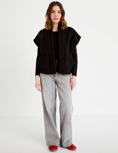 Gilet polaire manches courtes noir femme