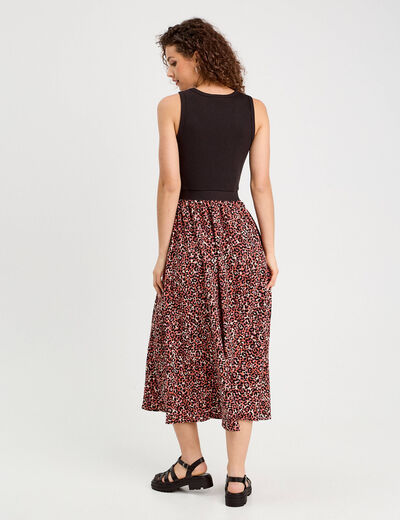 Robe longue effet 2-en1 rouge femme