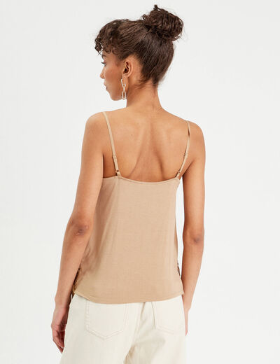 Débardeur aspect macramé beige femme