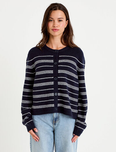 Gilet manches longues bleu marine femme