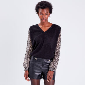 T-shirt manches longues noir femme
