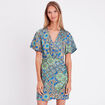Robe droite drap&eacute;e satin bleu roi femme