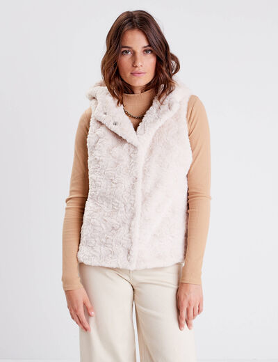 Veste droite à capuche ecru femme