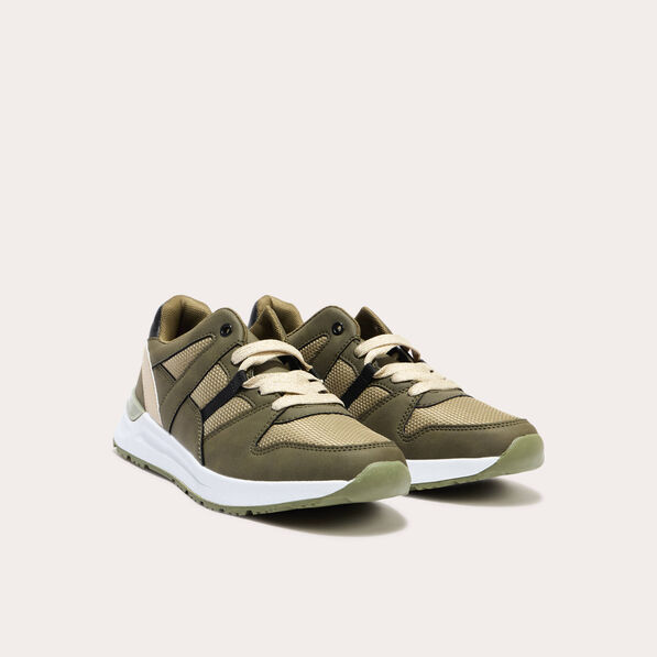 baskets running a lacets vert kaki femme Baskets running à lacets vert kaki femme