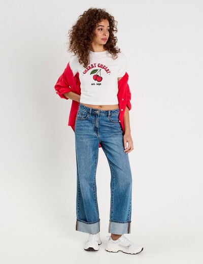T-shirt cropped blanc femme