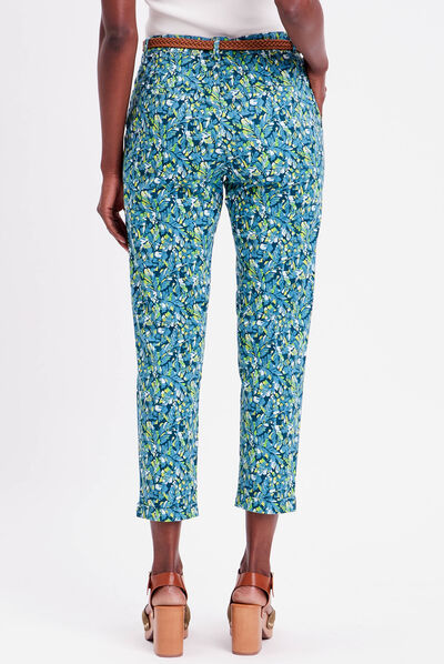 Pantalon chino slim 7/8ème bleu femme